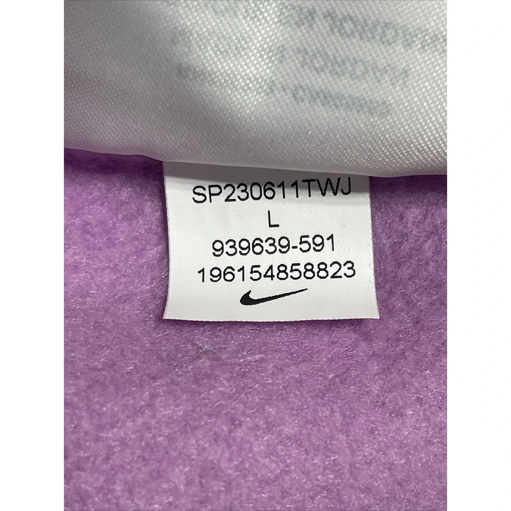 Nike Sportswear Club Hoodie Girls Large Purple Fleece Full Zip Logo Sweatshirt